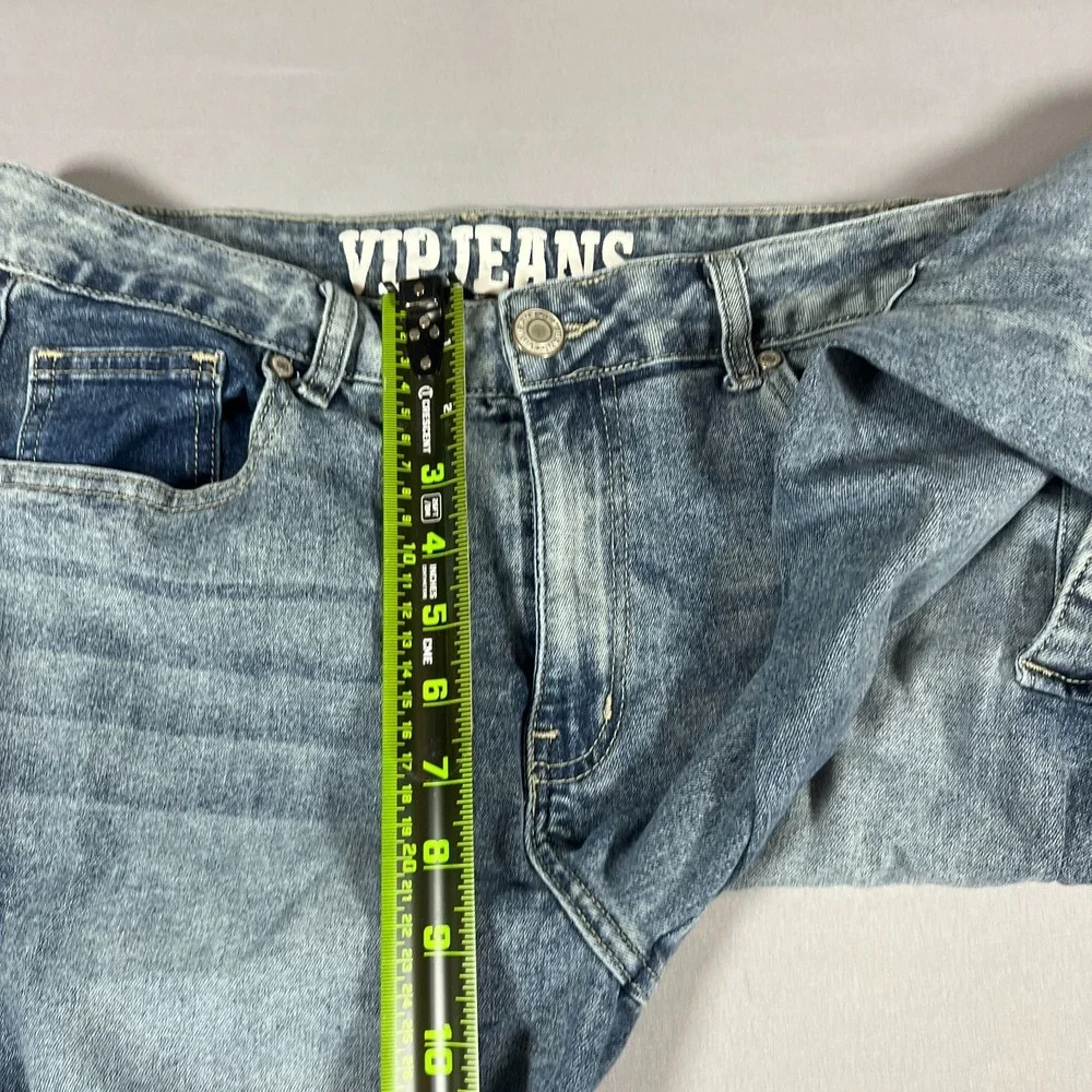 VIP Jeans Cargo Women 11/12 Blue Denim Cotton Stretch Whiskering Utility Pockets